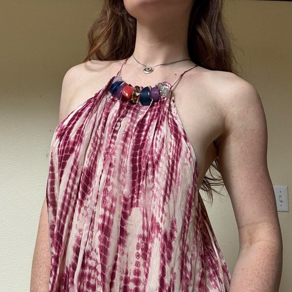 Zara Tie-Dye Halter mini Dress with beaded neckline - Picture 8 of 9